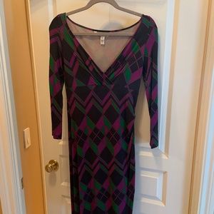 Diane Von Fursternberg Geometric Silk Jersey Dress Size 8